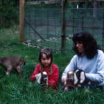 Carrie and Anita with baby goats