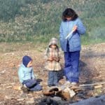 Anita and kids with fire